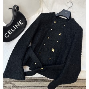 Celine 셀린느 블랙 울 블렌드 더블 자켓 재킷 의류