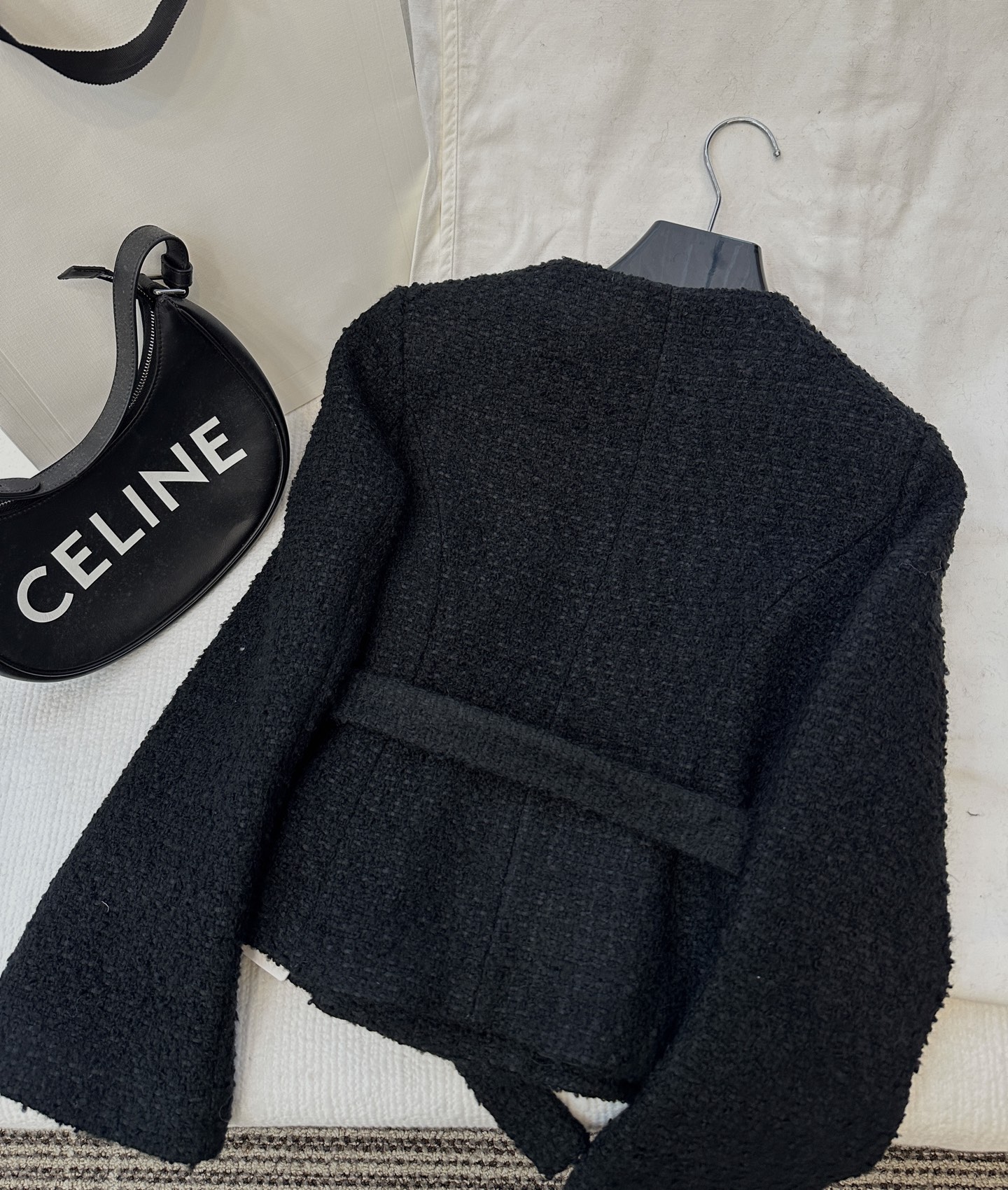 Celine 셀린느 블랙 울 블렌드 더블 자켓 재킷 의류