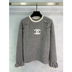 Chanel 샤넬 펄 로고 & 레이스 울 긴팔 니트 의류