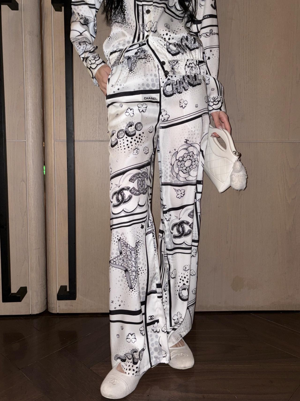 Chanel 샤넬 로고 자카드 실크 팬츠 바지 의류