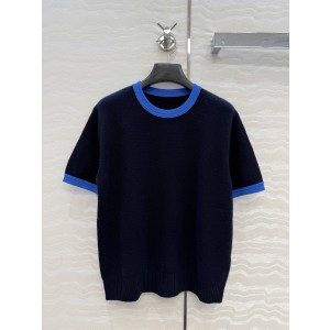 PRADA 프라다 캐시미어 배색 링거 반팔 니트 의류