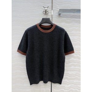 PRADA 프라다 캐시미어 배색 링거 반팔 니트 의류