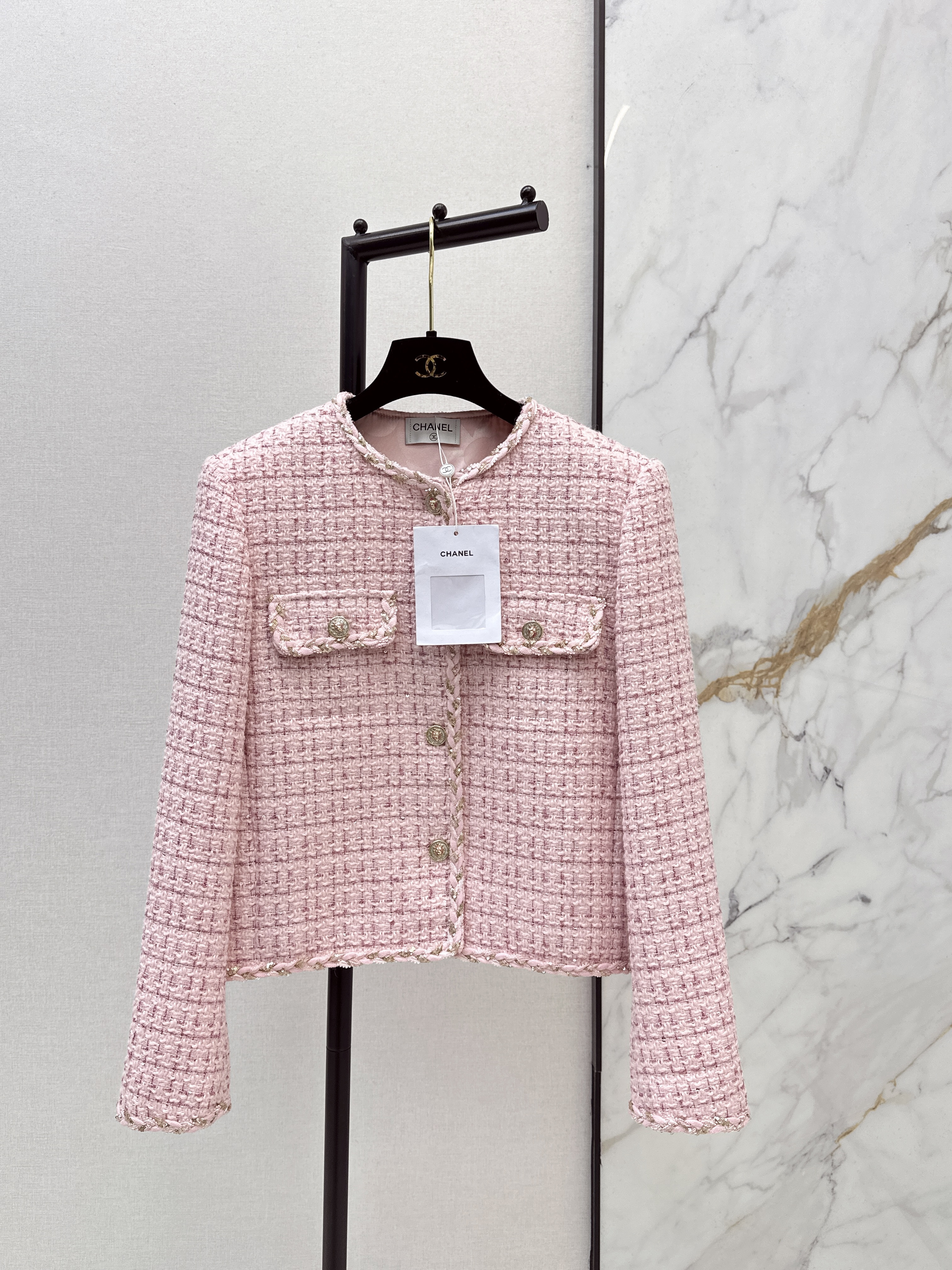 Chanel 샤넬 러블리 핑크 스팽글 트위드 자켓 재킷 의류