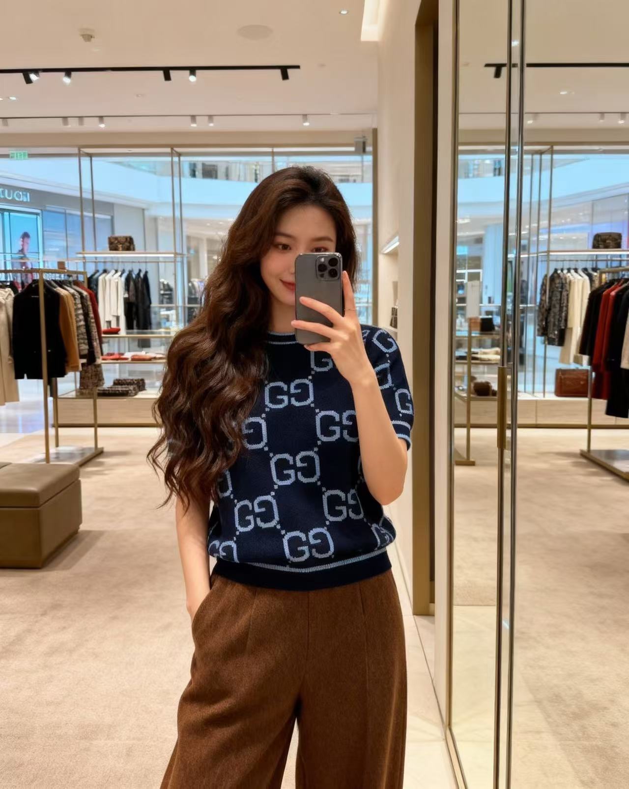 GUCCI 구찌 프리미엄 로고 반팔 니트 의류