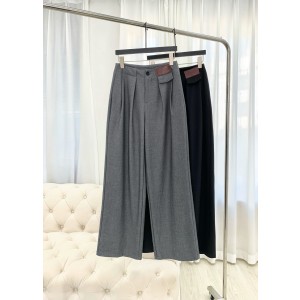 Loewe 로에베 데미지 가죽 패치 와이드 슬랙스 팬츠 바지 의류