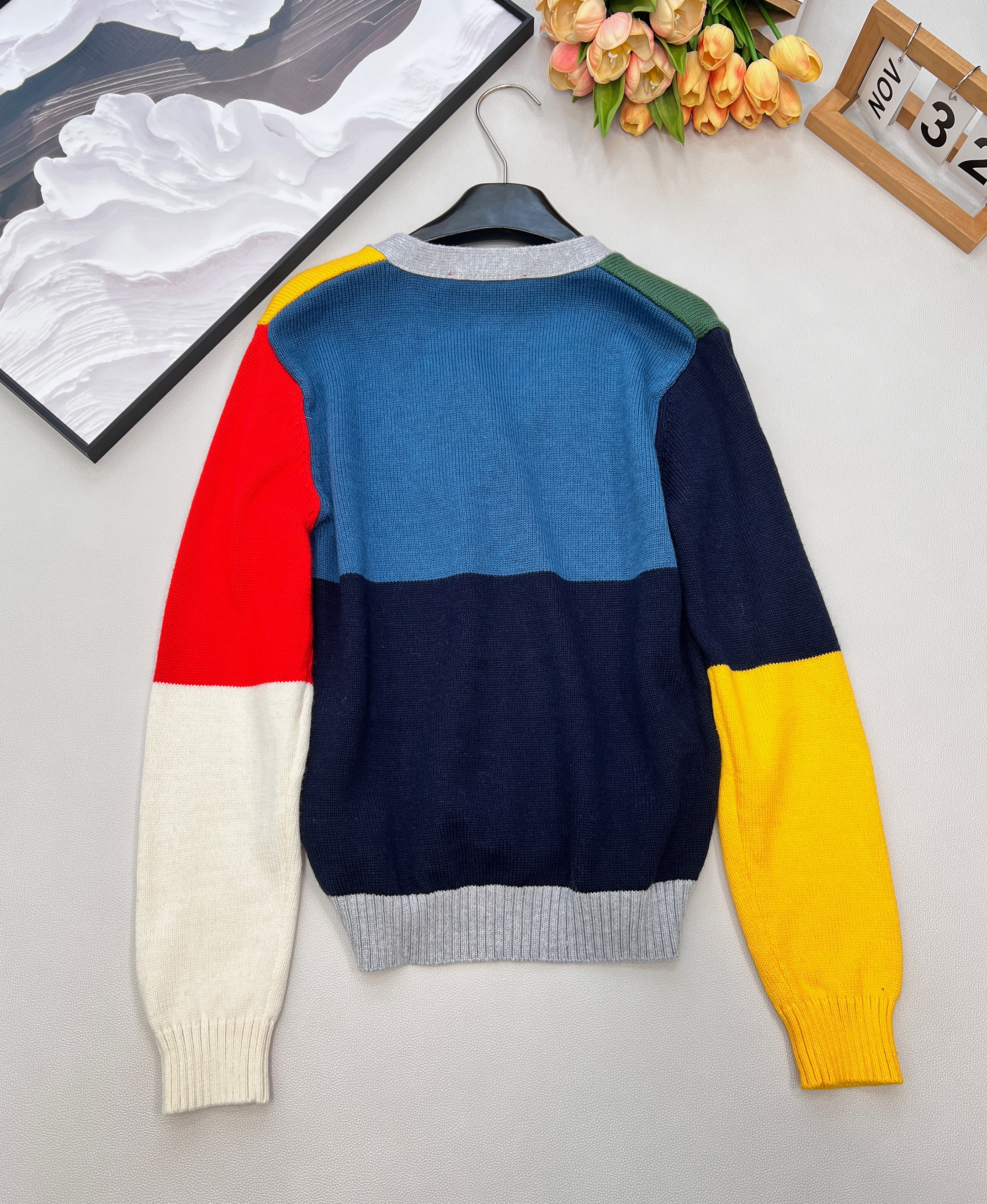 GUCCI 구찌 컬러 블록 자수 V넥 니트 가디건 의류