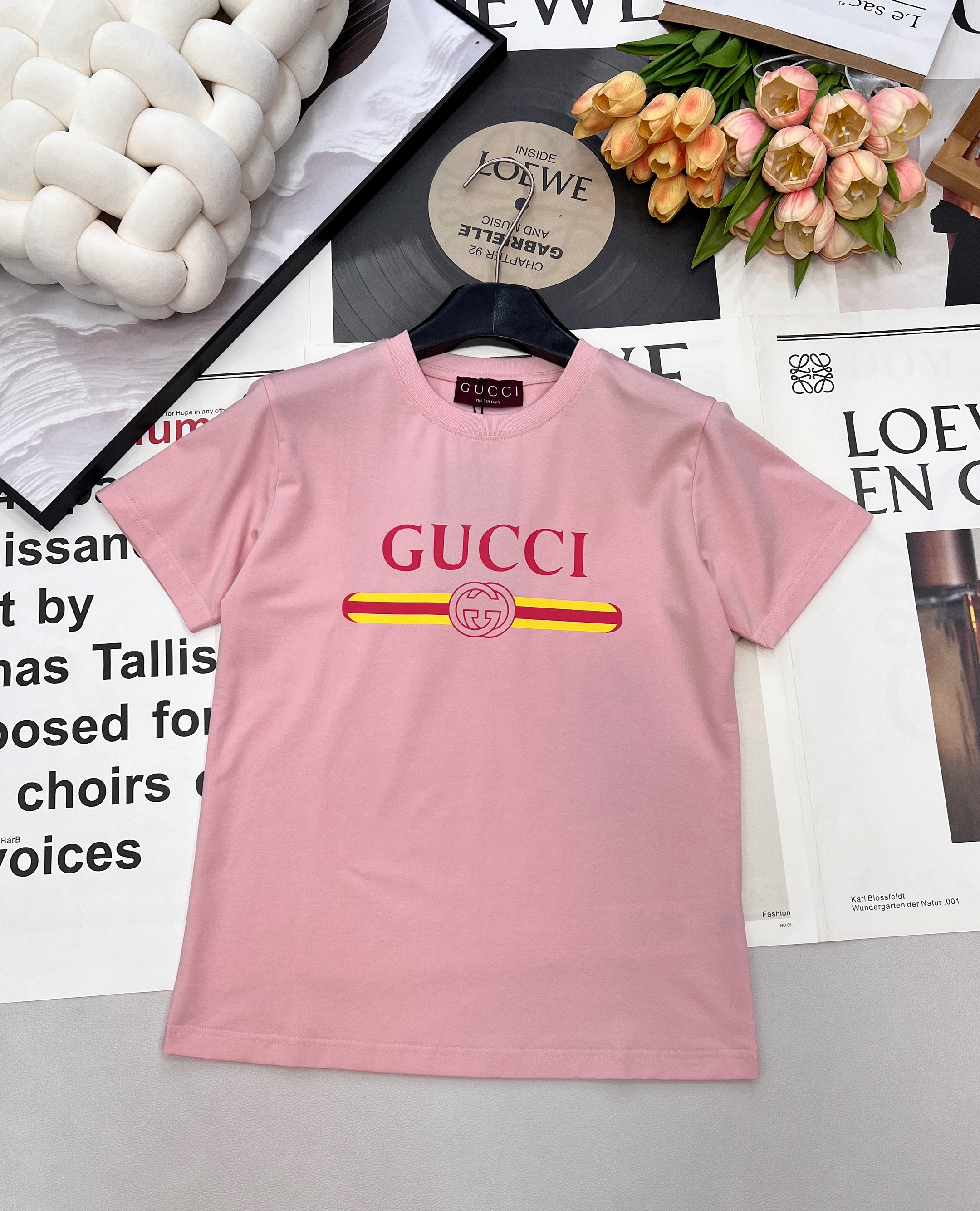 GUCCI 구찌 레터링 프린트 쿨링 코튼 반팔 티셔츠 의류