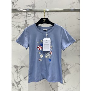 Chanel 샤넬 시그니처 정교 자수 코튼 반팔 티셔츠 의류