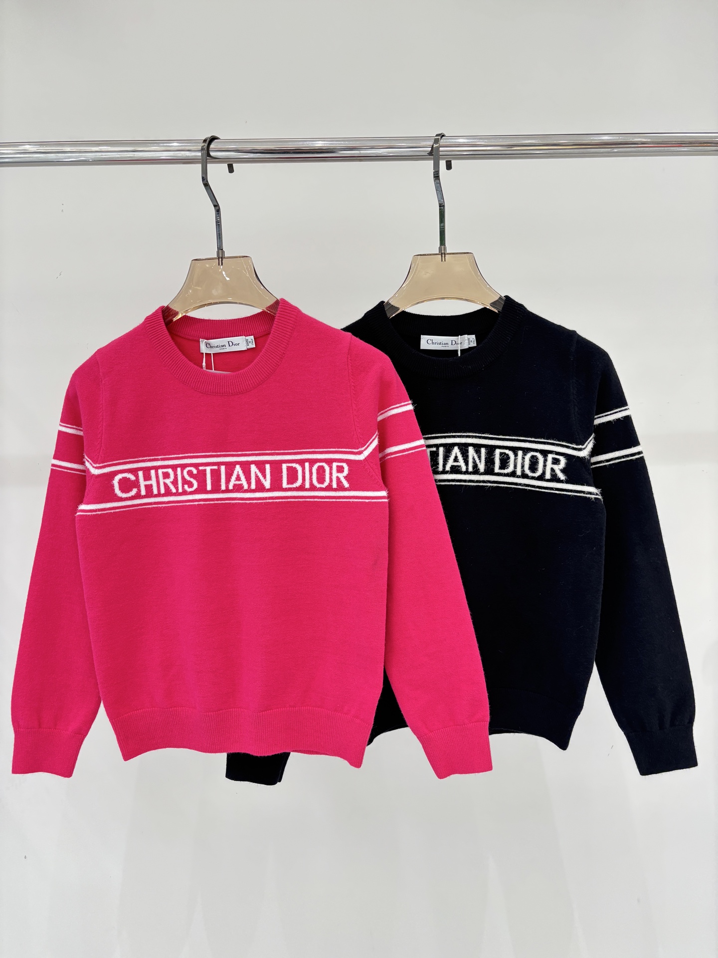 Dior CD 디올 로고 자카드 배색 스트라이프 긴팔 니트 의류