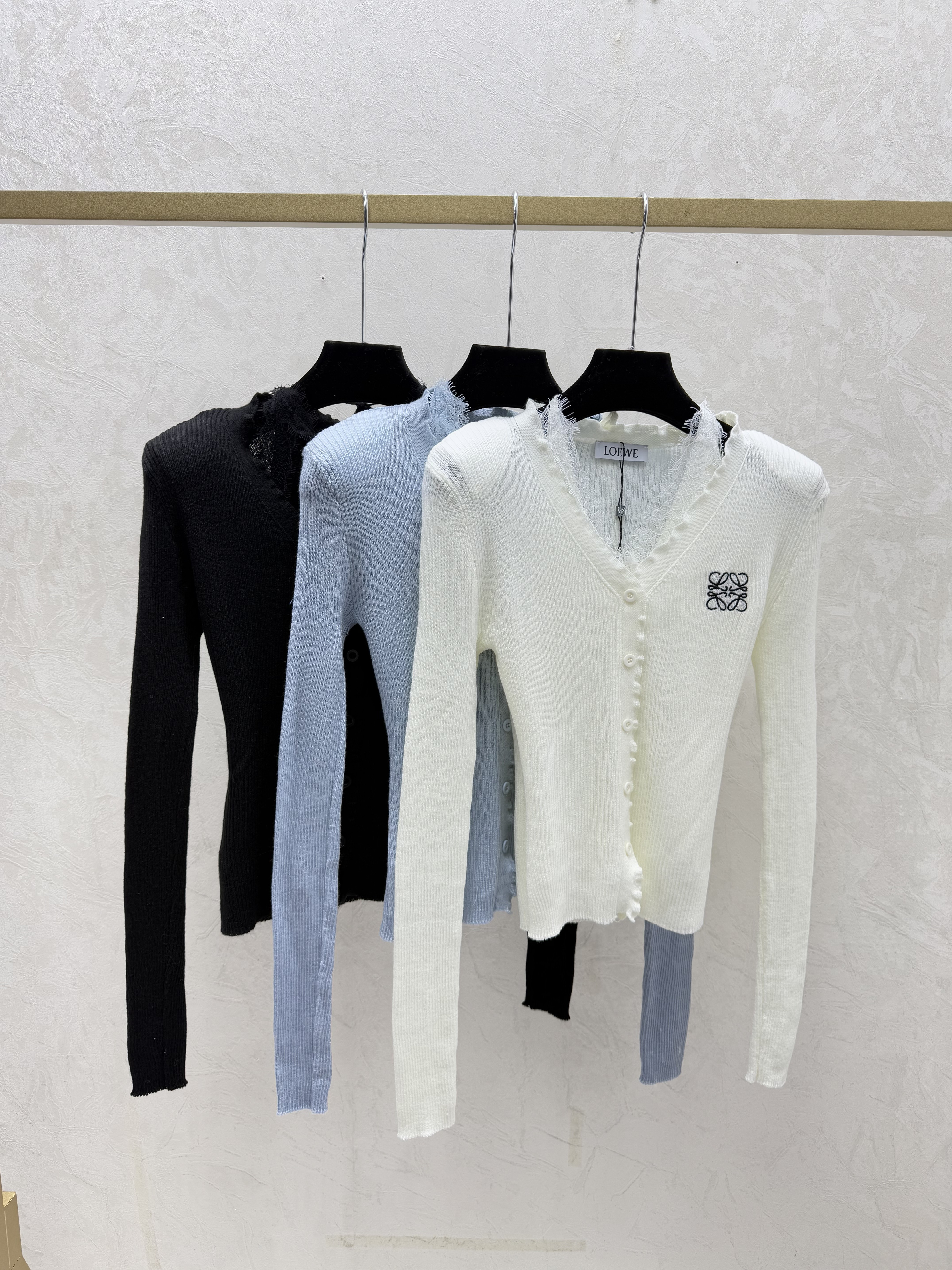 Loewe 로에베 레이스 홀터넥 레이어드 V넥 가디건 의류