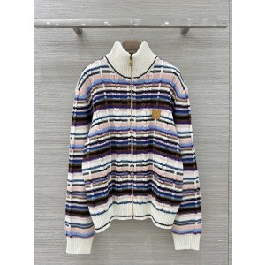 LV 루이비통 남녀공용 체크 믹스 로고 자카드 니트 집업 자켓 재킷 의류