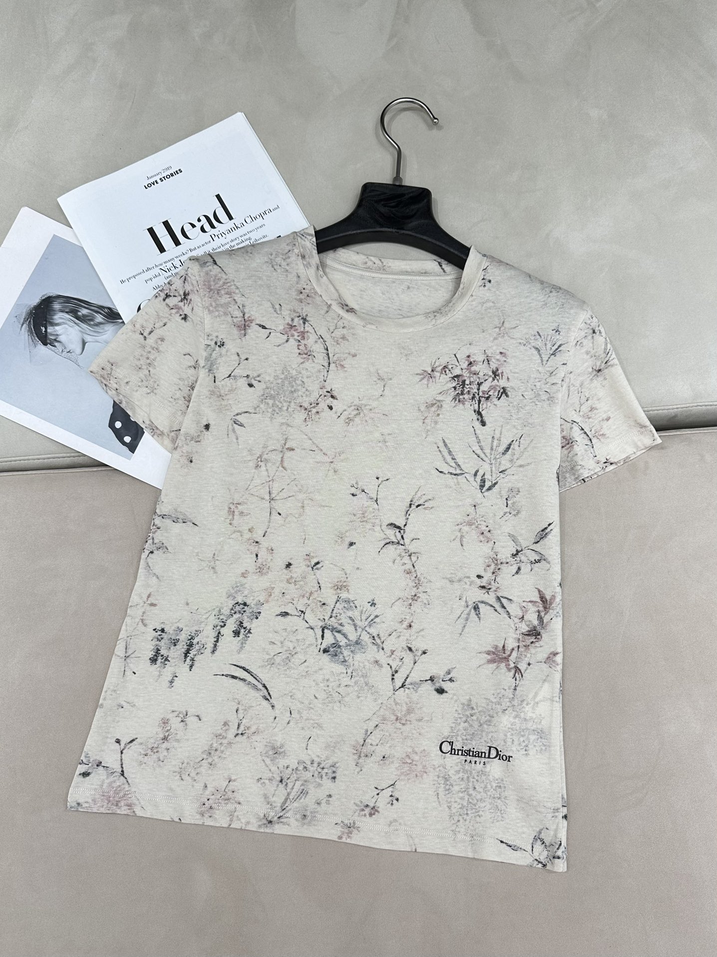 Dior CD 디올 빈티지 포레스트 프린트 자카드 린넨 코튼 반팔 티셔츠 의류