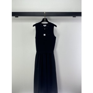 Chanel 샤넬 니트 스티치 배색 믹스 텍스처 니트 플레어 슬리브리스 원피스 의류