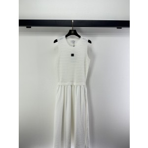 Chanel 샤넬 니트 스티치 배색 믹스 텍스처 니트 플레어 슬리브리스 원피스 의류