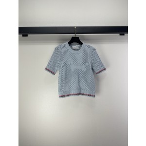 Thom Browne 톰브라운 헥터 독 자수 펀칭 니트 반팔 의류