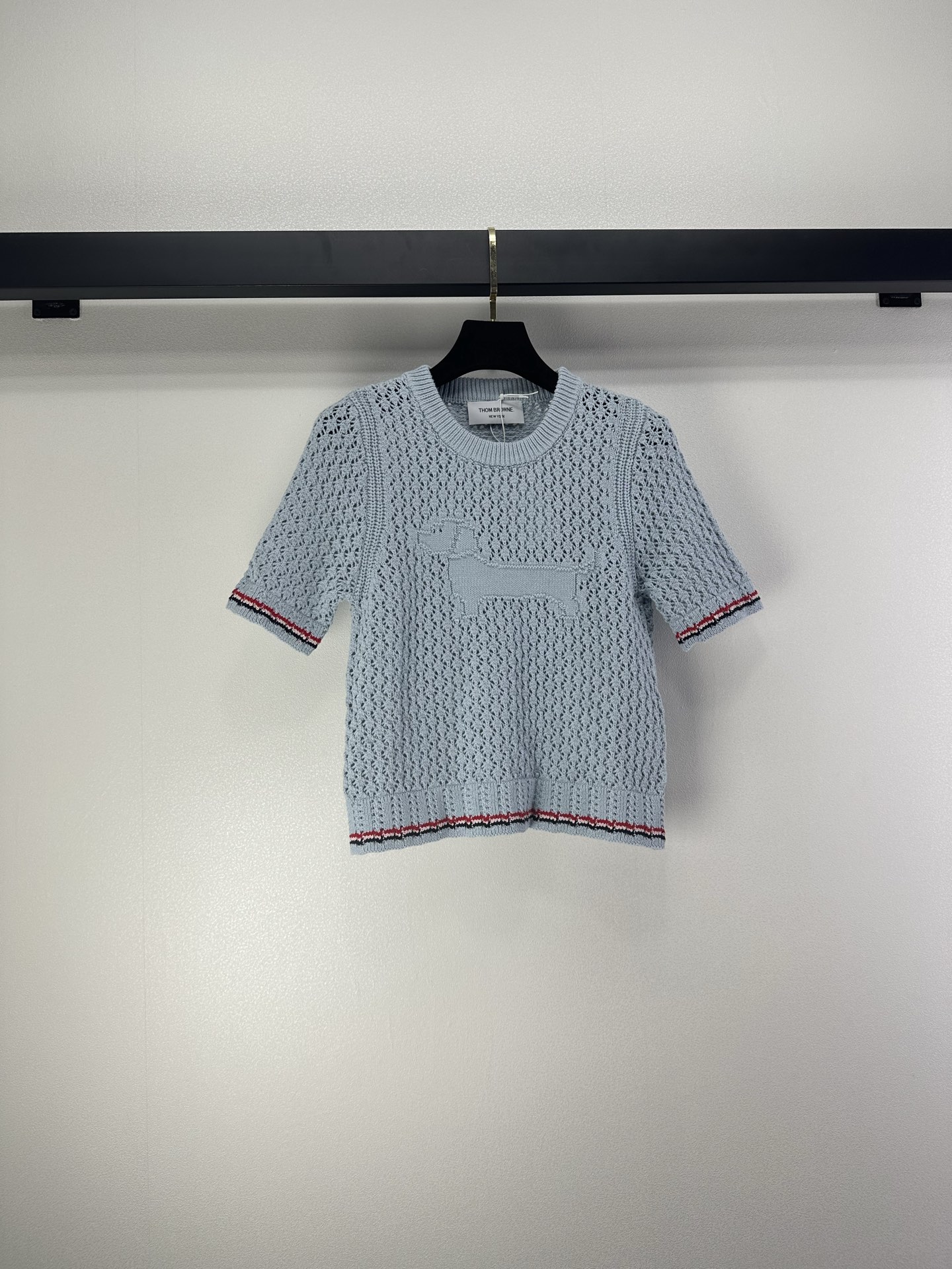 Thom Browne 톰브라운 헥터 독 자수 펀칭 니트 반팔 의류