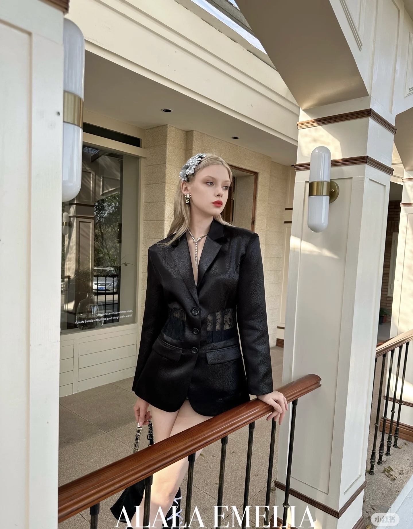 생로랑(Saint Laurent) YSL 백 레이스 컨트라스트 믹스 아세테이트 자켓 재킷 의류