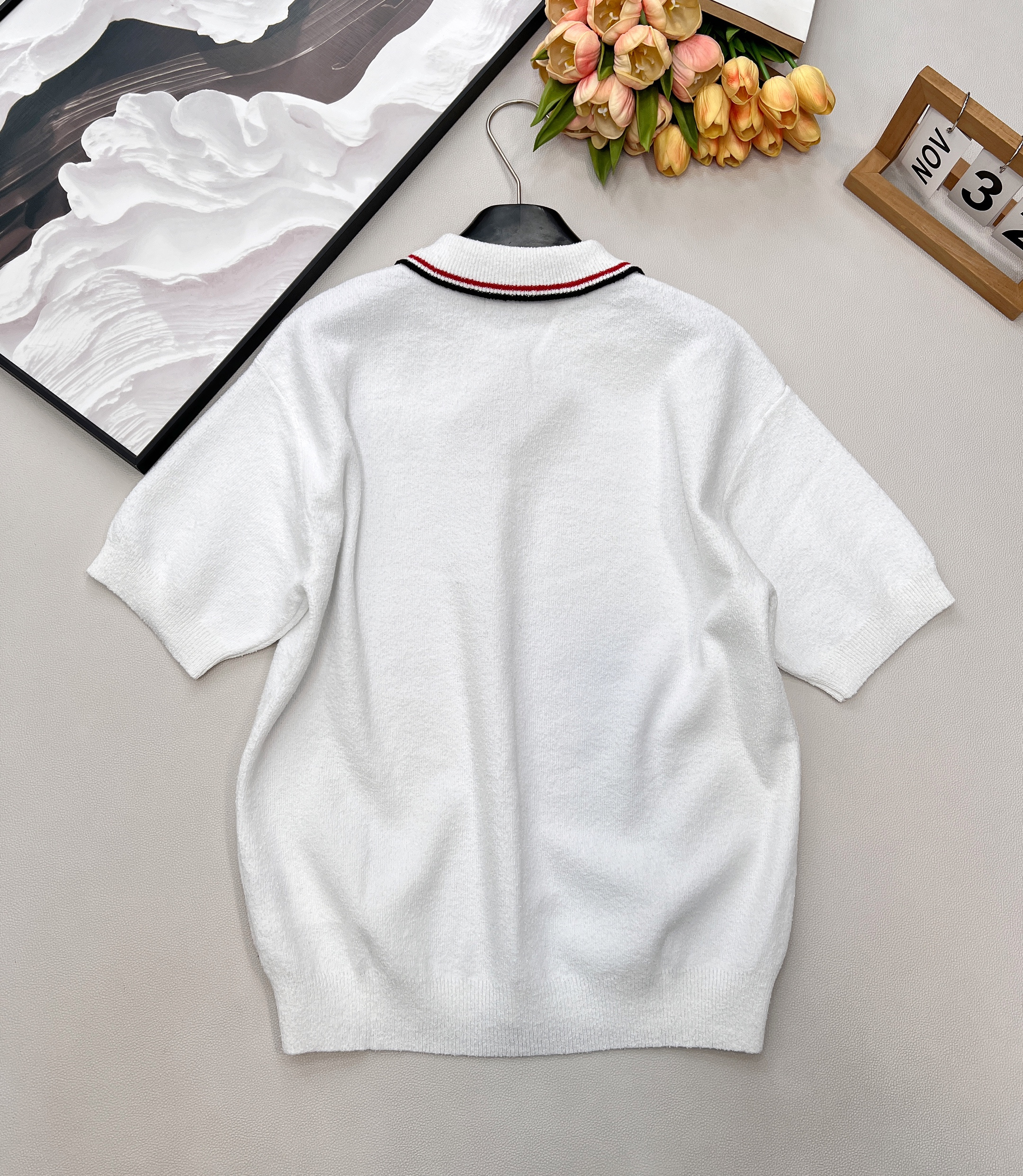 miumiu 미우미우 로고 자수 폴로 반팔 니트 의류