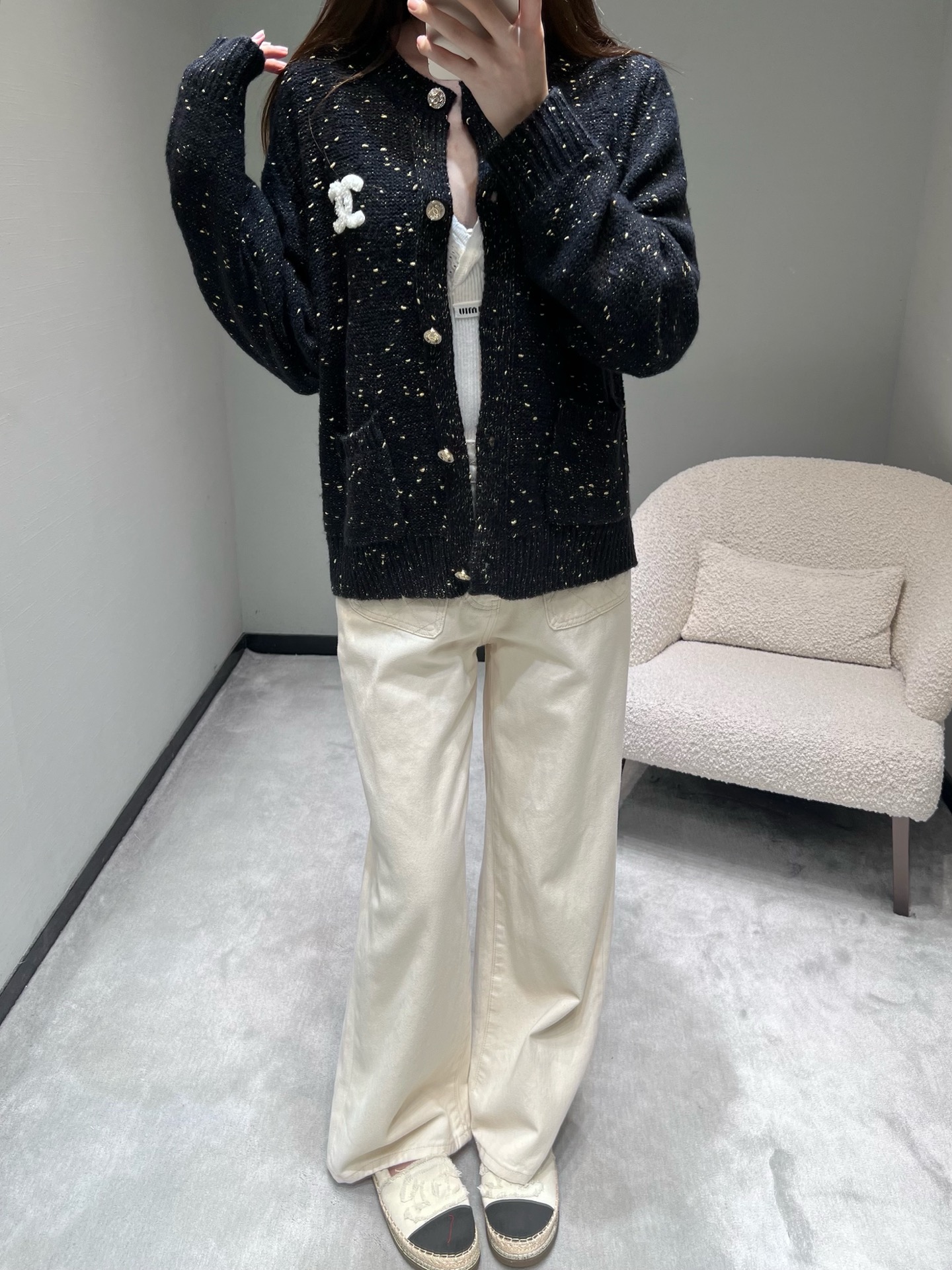 Chanel 샤넬 믹스 텍스처 트위드 로고 가디건 의류