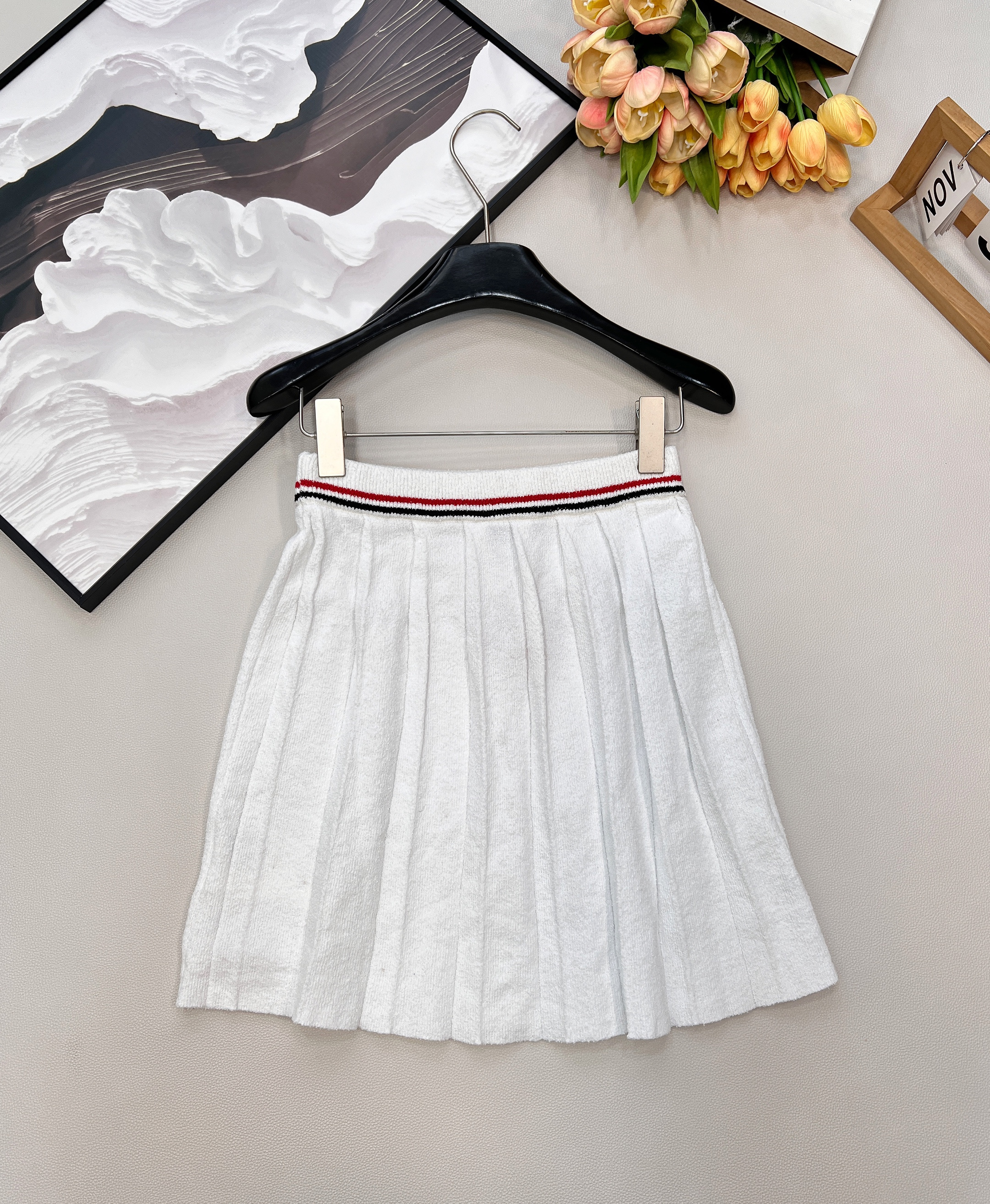 miumiu 미우미우 로고 니트 밴딩 플리츠 스커트 치마 의류