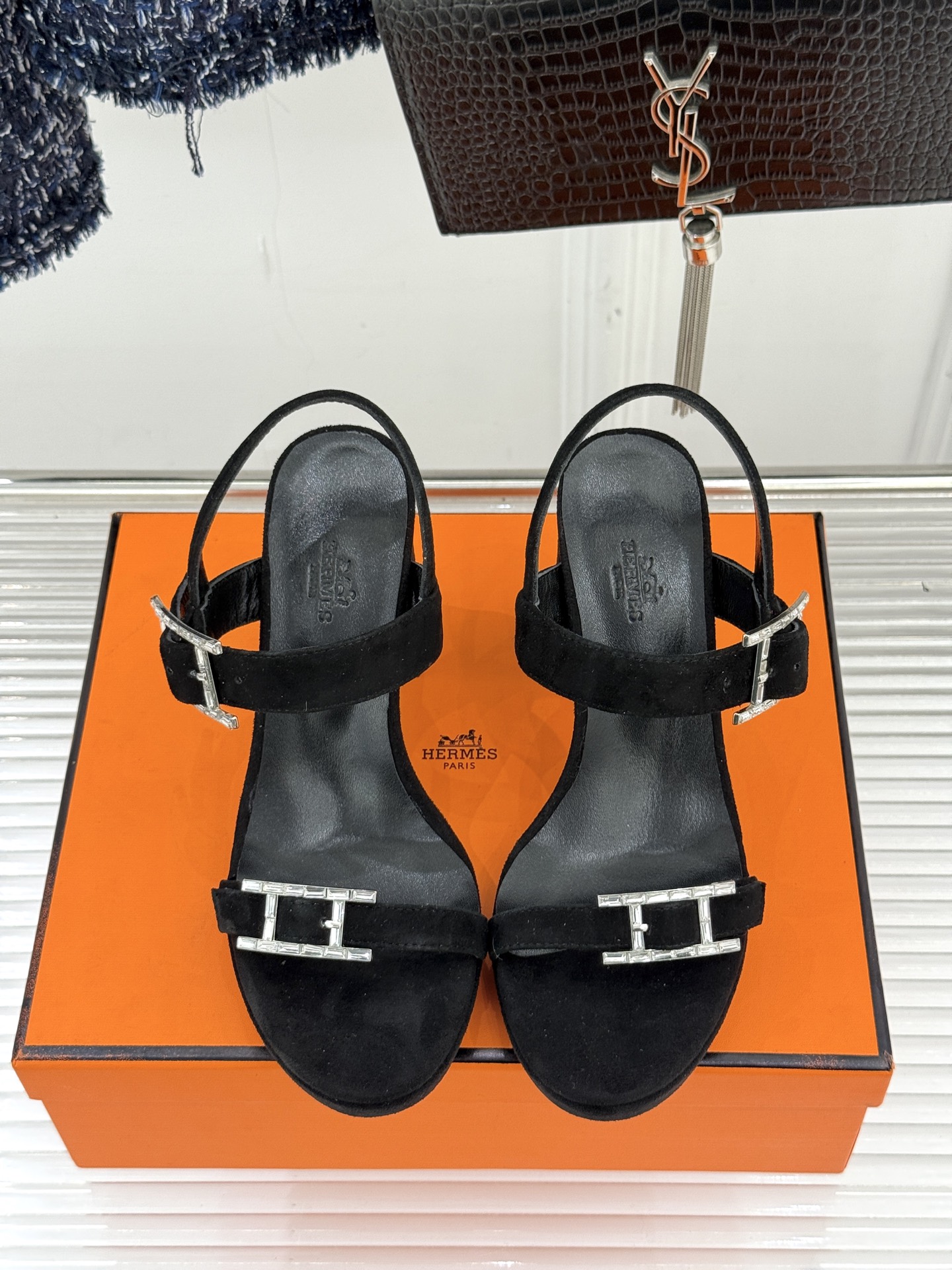 에르메스(HERMES) 더블 H 버클 플랫폼 하이힐 샌들 신발