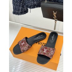 루이비통(LV) 클래식 모노그램 프린트 플랫 슬리퍼 신발
