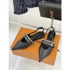 루이비통(LV) 체인 포인티드 토 캣힐 샌들 신발