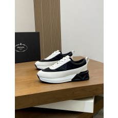 프라다(Prada) 뉴 시즌 가죽 믹스 플랫폼 스니커즈 신발