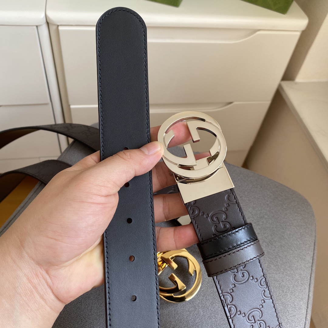 구찌(GUCCI) 더블 페이스 엠보 레더 벨트