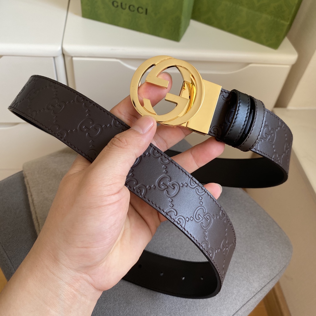 구찌(GUCCI) 더블 페이스 엠보 레더 벨트