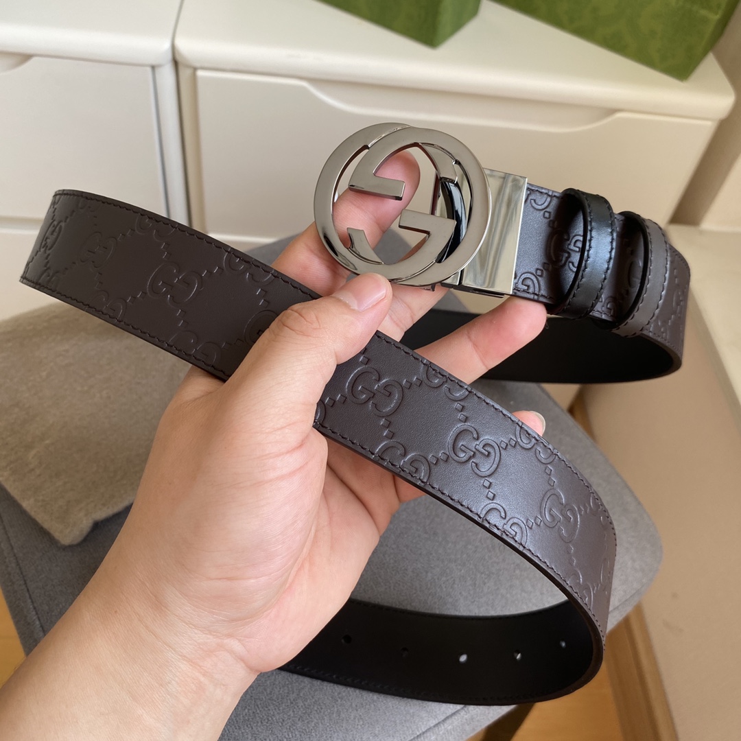 구찌(GUCCI) 더블 페이스 엠보 레더 벨트