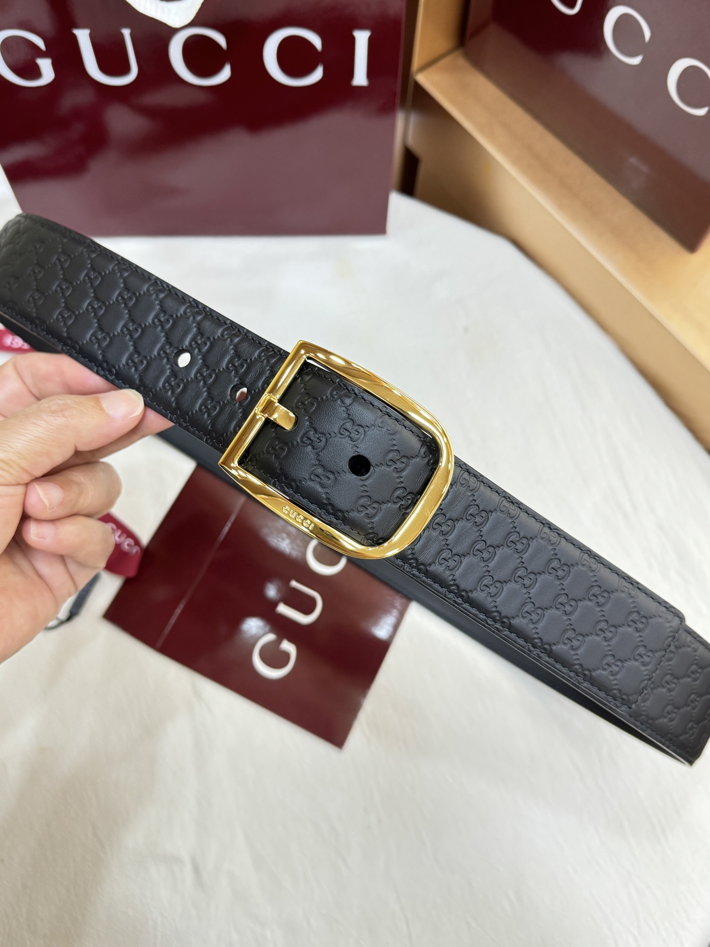 구찌(GUCCI) 프린트 핀 버클 벨트