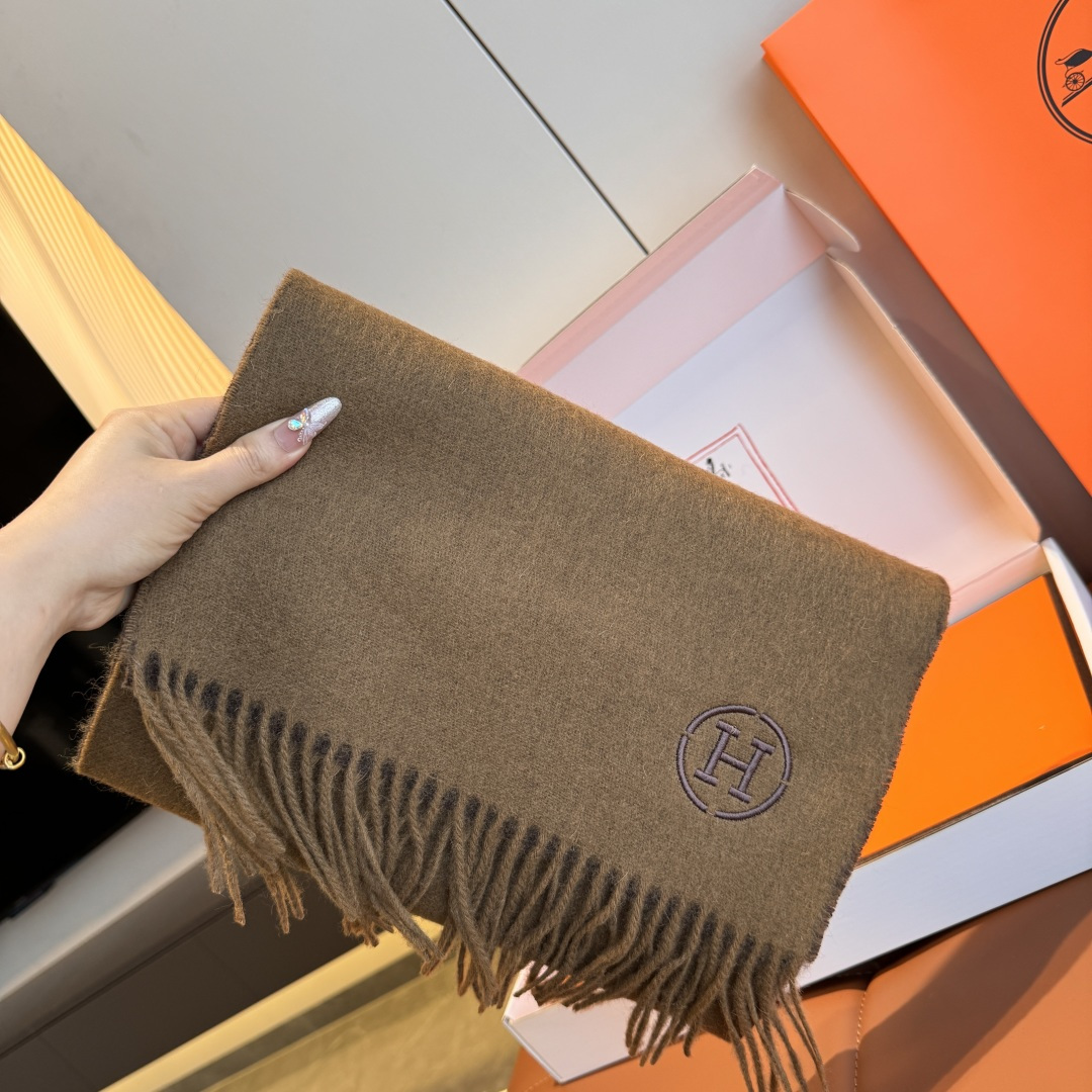 에르메스(HERMES) 더블 컬러 캐시미어 머플러 목도리 스카프