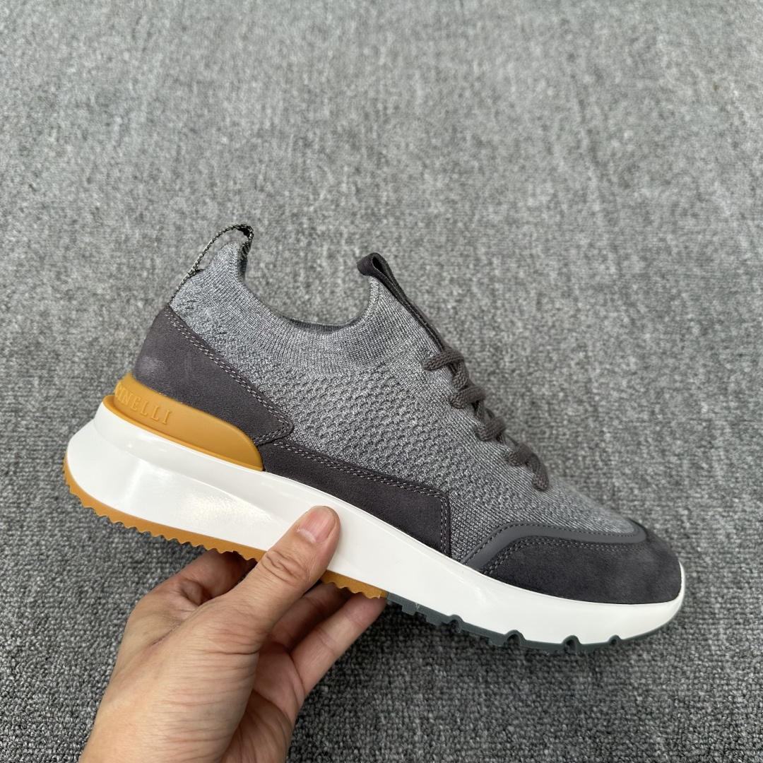 브루넬로 쿠치넬리 Brunello Cucinelli BC 캐시미어 & 스웨이드 스니커즈 신발