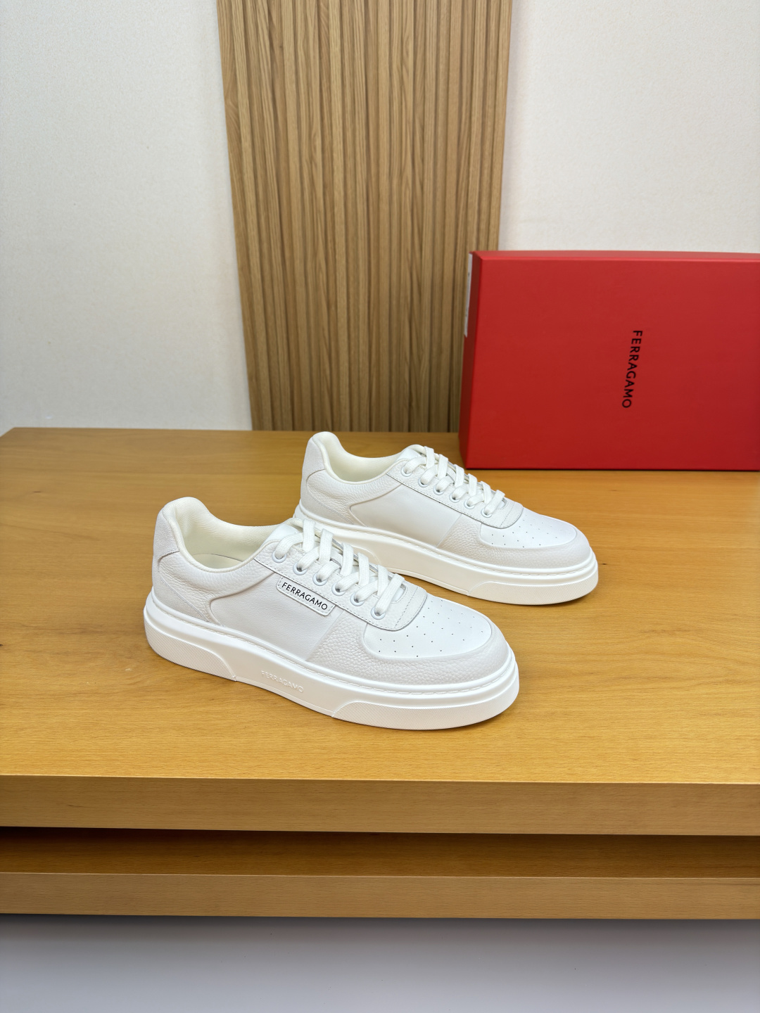 Ferragamo 페라가모 가죽 믹스 스니커즈 신발