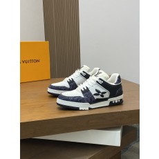 LV 루이비통 슈렁큰 레더 & 모노그램 하이엔드 스니커즈 신발