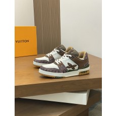 LV 루이비통 슈렁큰 레더 & 모노그램 하이엔드 스니커즈 신발