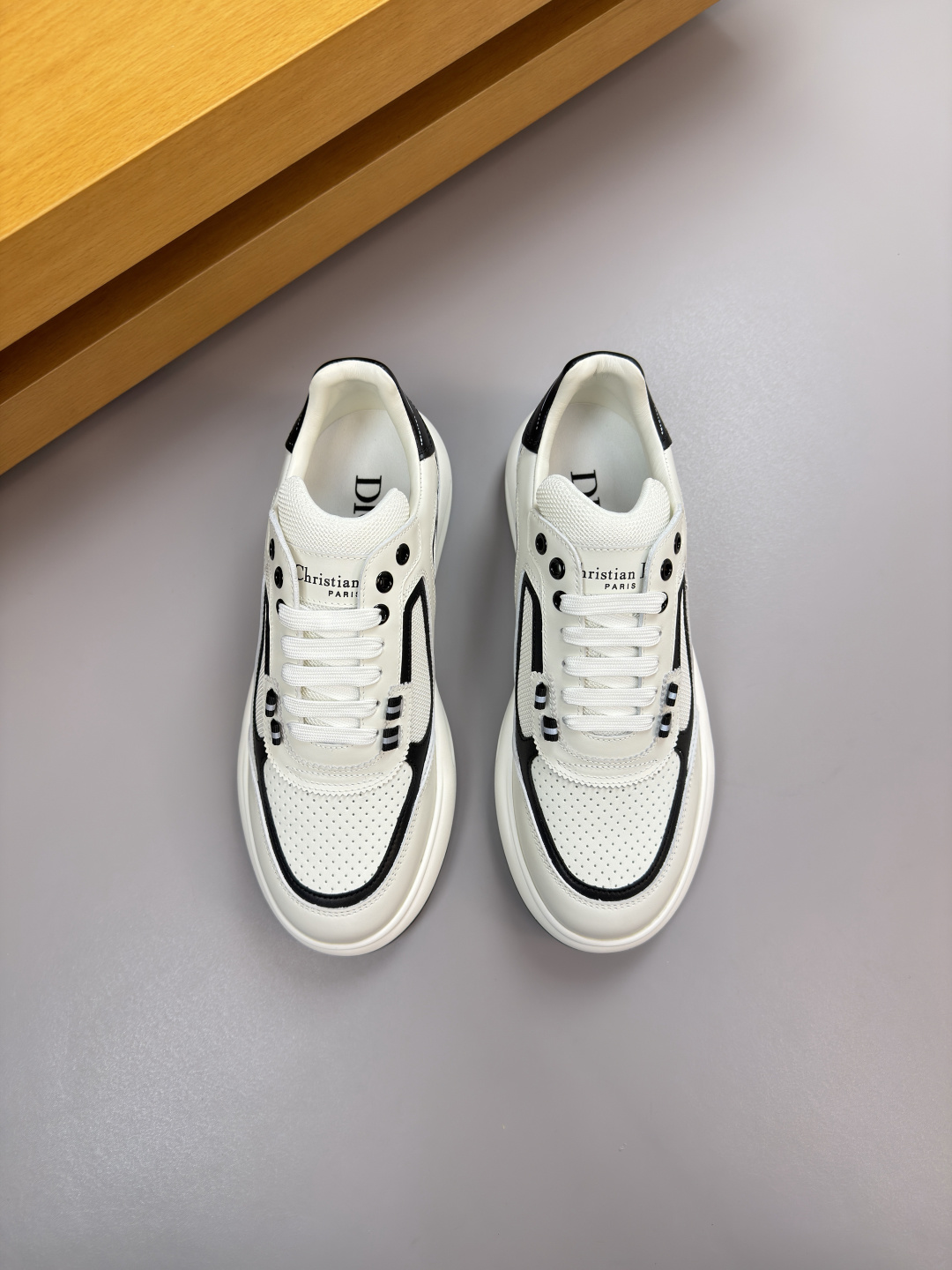 Dior CD 디올 나파 레더 & 실크 캔버스 스니커즈 신발