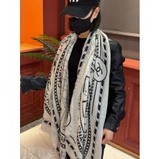 샤넬(CHANEL) 실버 라인 아이콘 캐시미어 롱 머플러 목도리 스카프