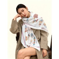 에르메스(HERMES) 패턴 캐시미어 롱 머플러 목도리 스카프