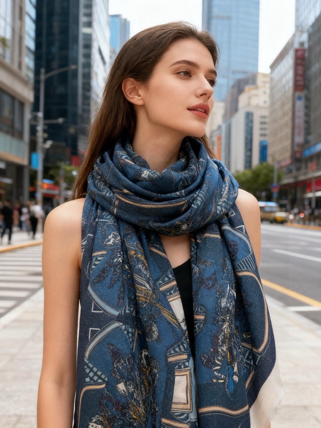 에르메스(HERMES) 입체 패턴 캐시미어 롱 목도리 스카프