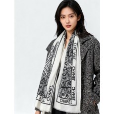 샤넬(CHANEL) 실버 포인트 롱 머플러 목도리 스카프