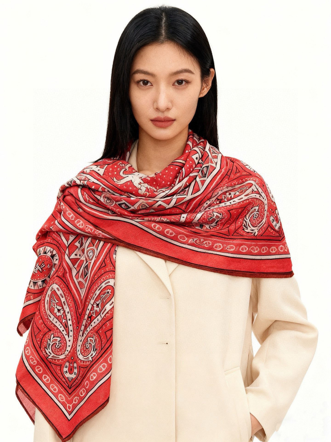 에르메스(HERMES) 하트 실크 캐시미어 머플러 목도리 스카프