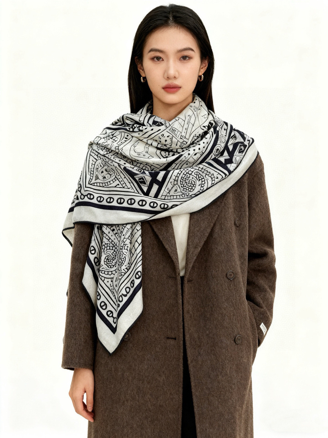 에르메스(HERMES) 하트 실크 캐시미어 머플러 목도리 스카프