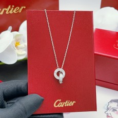 까르띠에(Cartier) 더블 링 다이아 세팅 실버 목걸이 악세사리