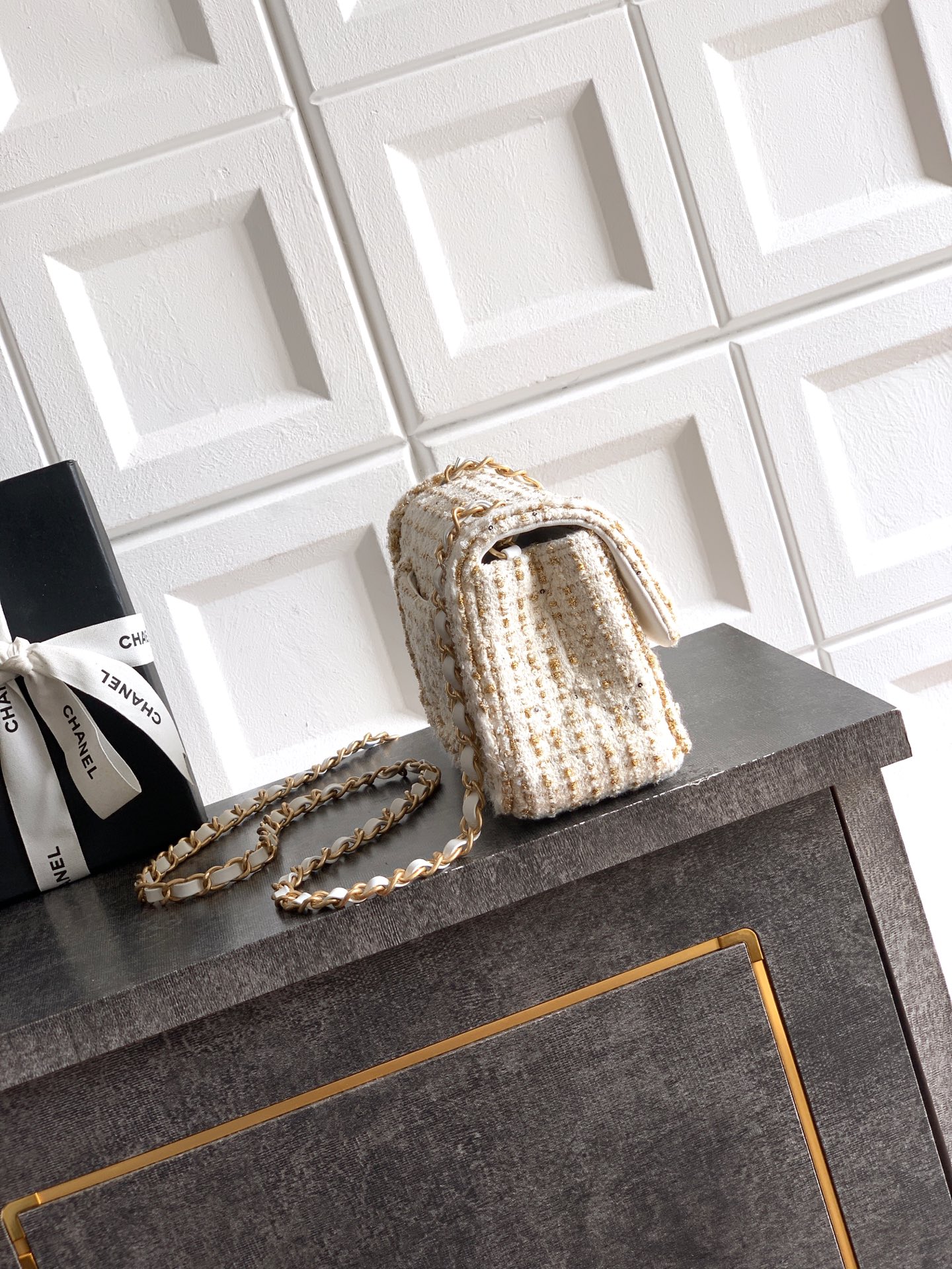 CHANEL 샤넬 25K 신상 트위드 핸들 백 가방 20cm