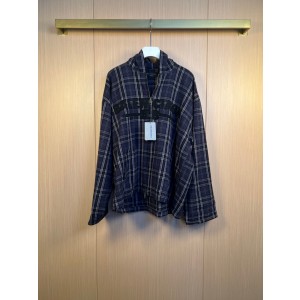 발렌시아가(Balenciaga) 퍼플 체크 집업 후드 자켓 의류