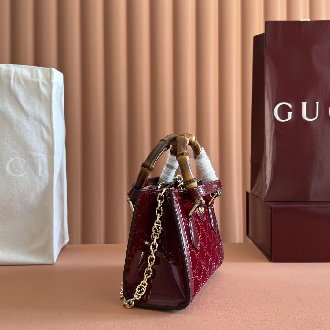 GUCCI 구찌 다이애나(Diana) 리자드 텍스처 핸들 토트백 가방 - 미니