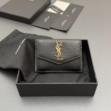 Saint Laurent YSL 생로랑 업타운(UPTOWN) 그레인 레더 카드 지갑 - 블랙/금장