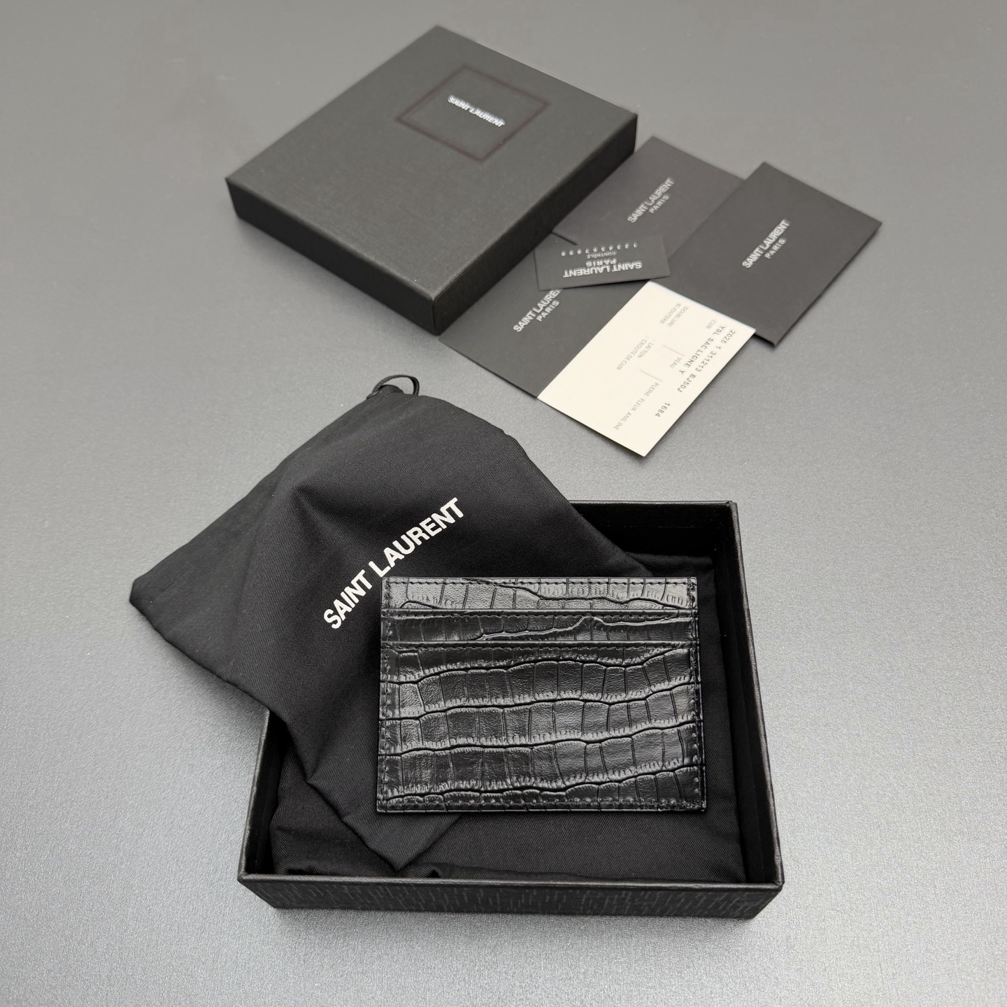 Saint Laurent YSL 생로랑 크로코 엠보싱 카드 홀더 지갑